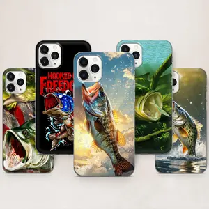 Largemouth Bass Fishing Phone Case, Outdoor Angler Aesthetic, Realistic Bass Fish Catch Illustration Design, Glossy Shockproof Protective Cover, Gift for Fishermen