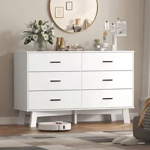 Dresser For Bedroom,6 Drawer Double Dresser With Deep Drawers,Wood Chest Of Drawers,Dresser For Bedroom TV Stand Storage Cabinet For Bedroom,Living Room,Hallway