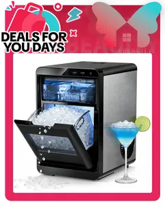 Nugget Ice Makers Countertop, 44Lbs/24H Crushed Ice Maker & Pebble Ice Machine, Pellet Ice Makers with Ice Scoop &Removable Basket,Sonic Countertop Ice Machine for Home/Kitchen/Office summerwins