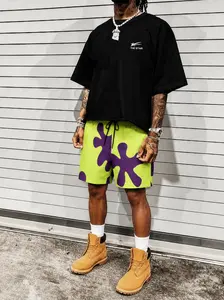 Men's SpongeBob Patrick Print Athleisure Casual Shorts - Athletic Fitness Sports Menswear, Knee-Length, Drawstring Loose-Fitting, Summer Gym Bottoms with Side Pockets