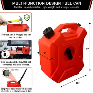 1.3 Gallon Gas Can with Auto Mount and One Gas Can Spout Replacement (5 L)