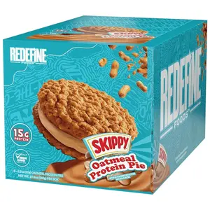 Redefine Foods Oatmeal Protein Pie, SKIPPY Peanut Butter - 8 Count - 15g of Protein Per Serving - Non-GMO