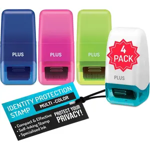 Identity Protection Stamp Roller, Deluxe Multi-Color 4-Pack