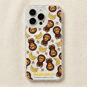 Cute Kawaii Baby Milo Banana Clear Magnetic MagSafe Phone Case, Shockproof Protective Cover Compatible with iPhone 11-17 Series & Samsung Galaxy S23-S26 Ultra