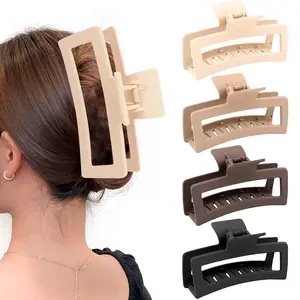 5 Inche Extra Large Claw Clips for Thick Hair and Long Hair, 4 Pack Xl Jumbo Claw clips, Oversized Matte Non-slip Rectangle Hair Clips for Women, Big Strong Hold Jaw Clip