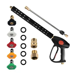 5000 Psi High Pressure Washer Gun, 3/8 Inch Rotating Plug & M22-14mm Connector, Electric Cleaning Extension Rod, Quick Connect Trigger Handle, Power Washer Attachment