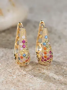 Colorful Cubic Zirconia Decorated Dangle Earrings, Dangling Earrings, Jewelry for Women (Party, Daily Clothing Decor), Birthday Gift, Sparkling Zirconia