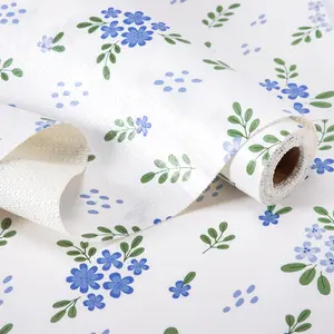 Shelf Liner, 18 Inch x 8  Non Adhesive Blue Floral Kitchen Cabinet Liner for Pantry Drawer Vanity,  Grip Non Slip , Shelf Liners for Kitchen Cabinets Cupboard