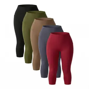 Soft Stretchy Yoga Pants Womens High Waisted Workout Leggings Pockets Breathable Gym Fitness Running Activewear Pack