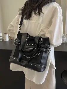 Women's Rivet Detail Shoulder Bag, Casual Fashion Crossbody Satchel for Women, Perfect for Daily Use & Travel Accessories, Stylish Versatile Bag, Versatile Shoulder Bags