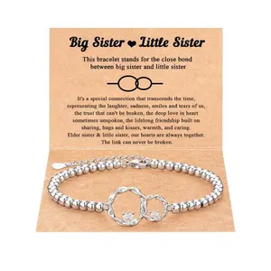 Sister Gifts, Sisters' Eternal Love Connected at Heart, Interlocking 2 Circles Bracelet, Big Sister Little Sister Gift, Sister Birthday Gifts Christmas