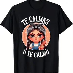 100% Cotton Women Shirt Shor Sleeves Black Te Calmas o te Calmo Spanish Chancla Sarcastic Spanish Mom T-Shirt Top Womenswear