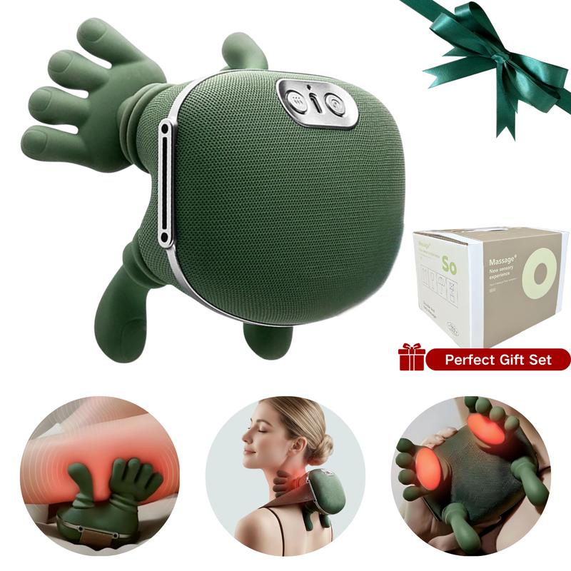 Deep Cordless Tissue Kneading Neck Massage with Heating Function, Shiatsu and Shoulder Massager, Back and Leg Pain Relief, Gifts for Men or Women
