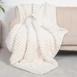 Sherpa Fleece Weighted Blanket for Adults  Size 15lbs, Soft Cozy Flannel Heavy Throw Blanket for Relax and Deep Sleep, 3D Ribbed Warm Fleece Weighted Blankets for Couch and Bed, 60" x 80"