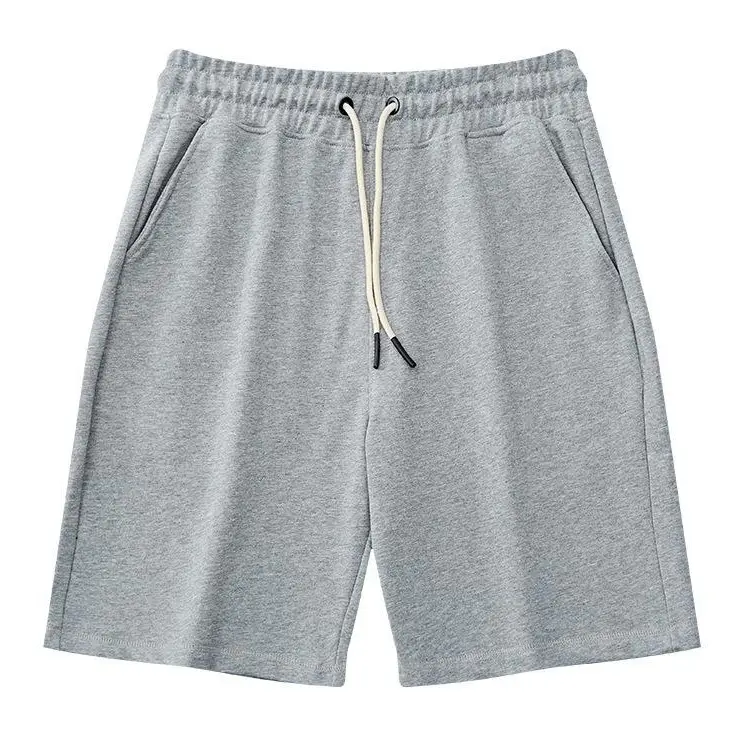 EVELLYHOOTD 7" GSM360 Gray Plain Cotton Sweat Shorts for Men Heavyweight Drawstring Essential Clean Fit Gym Shorts Summer Sweat Shorts M102