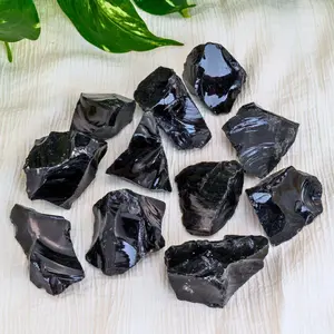 Down To Earth Black Obsidian Raw Natural Stone Gemstones 0.75-1.5 Inches Protective Shield Grounding Earth Fire Element