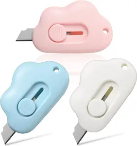 3-Pack Cloud Box Cutters ️ Retractable Mini Letter Openers for Keychains, Pockets & Packages | Cute Envelope Slitters for Mail & Daily Use