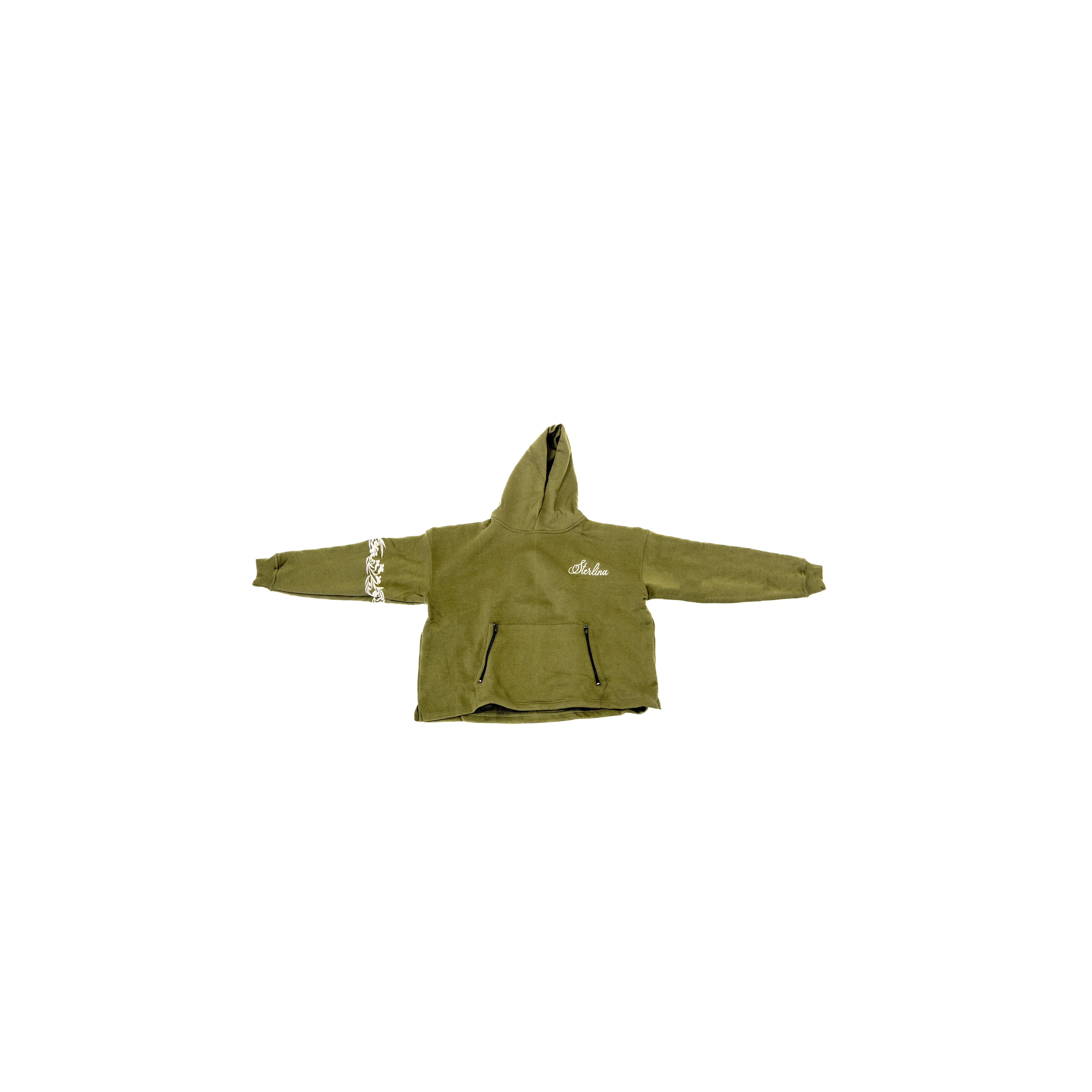 Olive Green Floral Hoodie