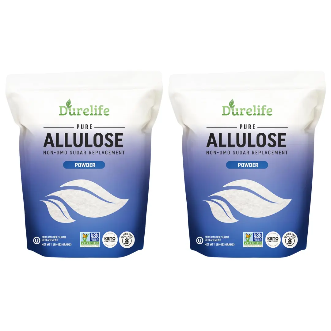 2 PACK Durelife Allulose sweetener, 100% Pure No Erythritol powdered Sugar Substitute, NON-GMO, Keto, OU kosher, Zero Calories sugar alternative