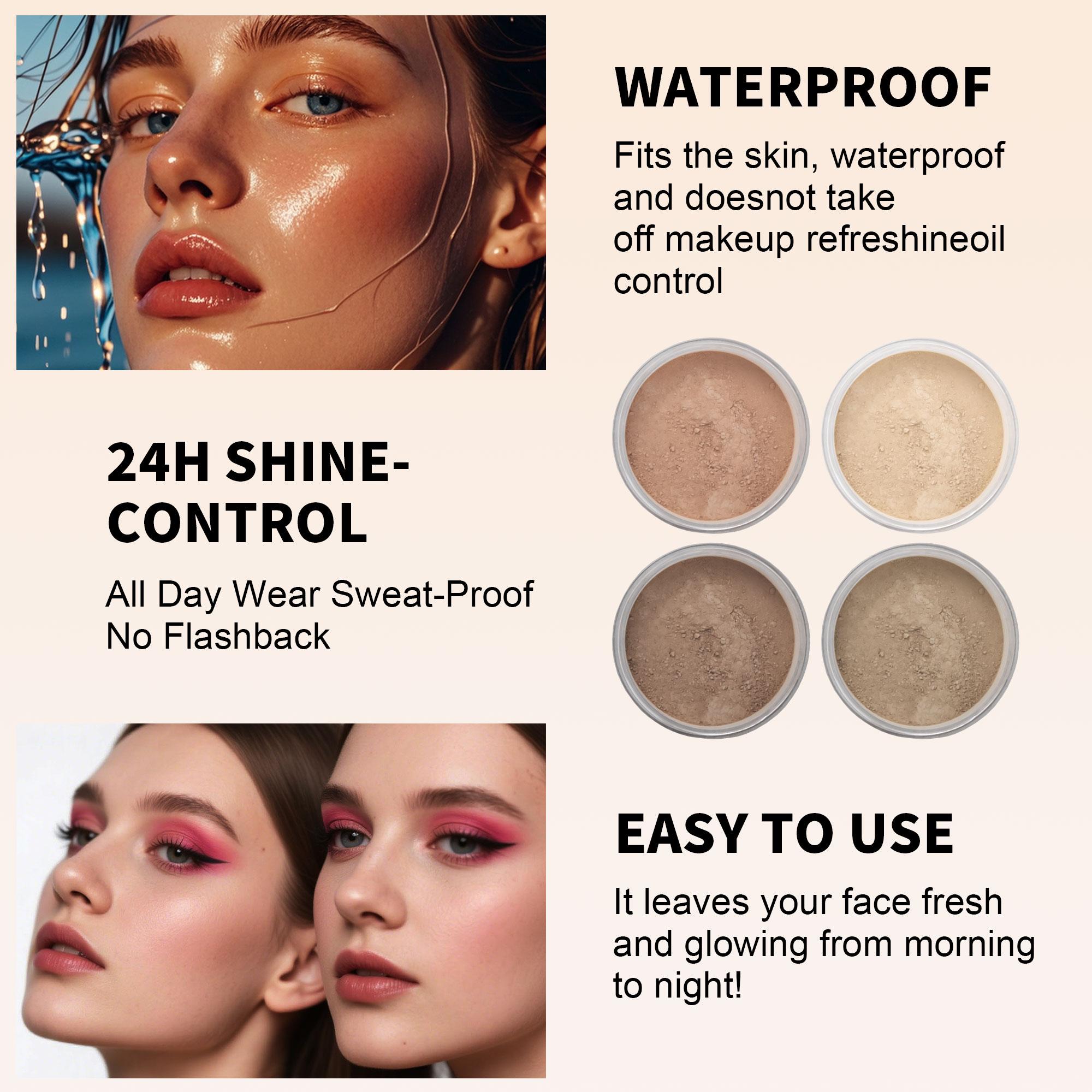 Oil Control Loose Powder – Smooth Blurring Setting Powder with Waterproof Long-Wear Formula, Soft Matte Finish and Shine-Reducing Effect for Fresh-Looking Skin, Ideal for Everyday Makeup, Travel and Outdoor Wear.