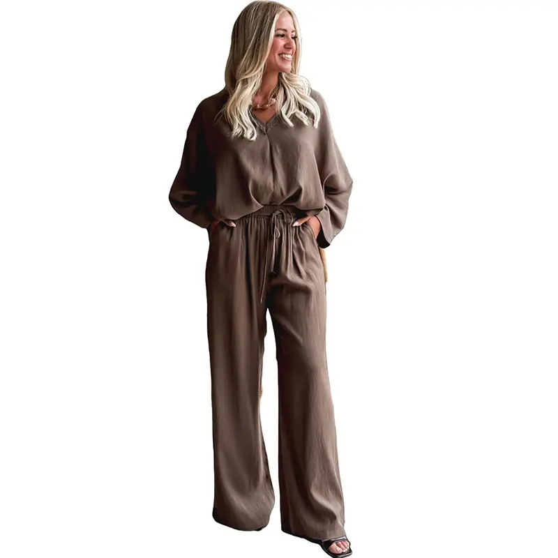 Women's Plus Size 2-Piece Athleisure Set - Curvy Baggy Sweat Sportswear, Plus Size Matching Sets, Loose Cut Fall Winter Lounge Wear, Long-Sleeve Hoodie, Crew Neck Sweatshirt, Wide-Leg Sweatpants, 2026 T-Shirt, Curvy Women's Sportswear Set