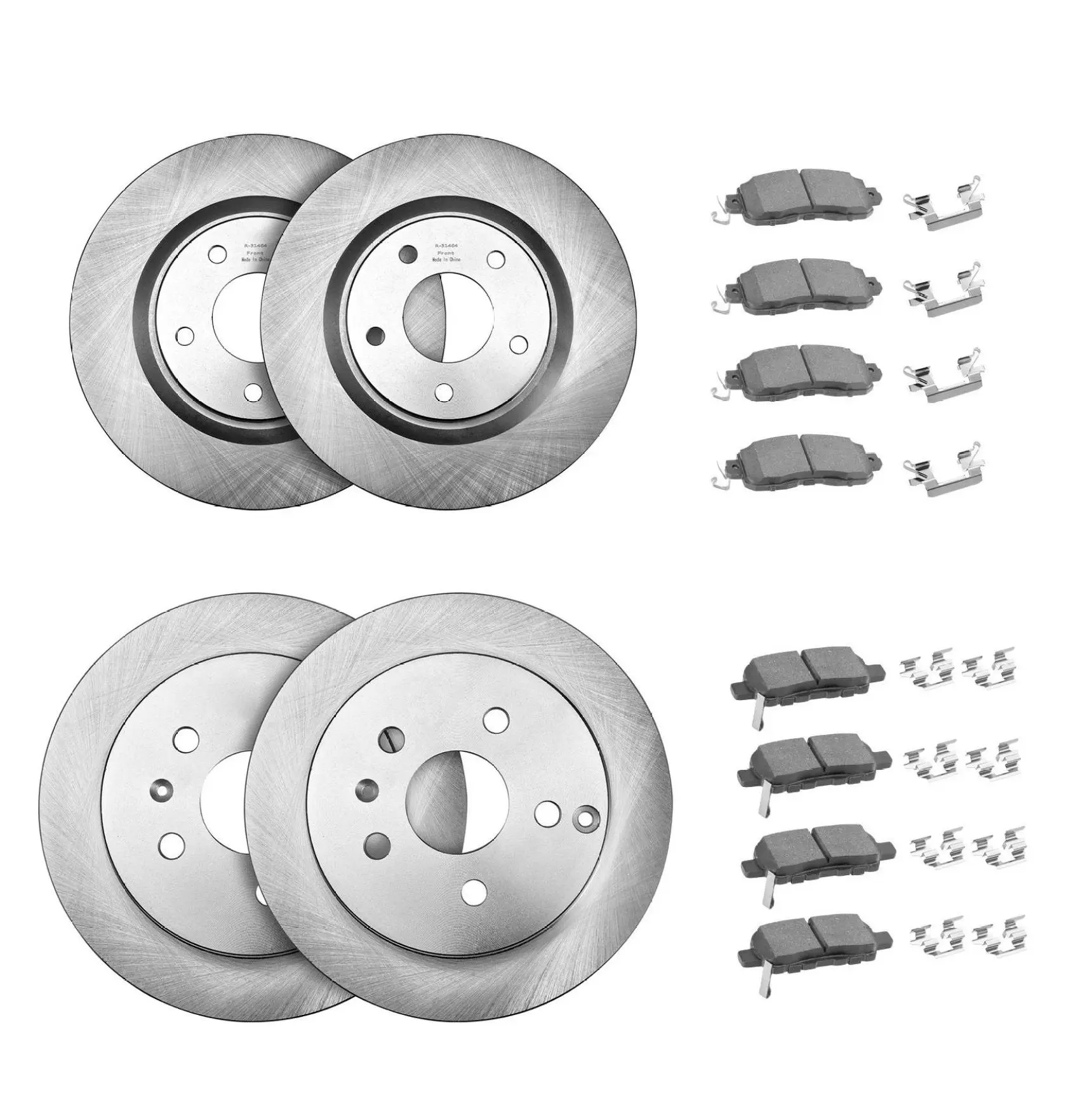 Nissan Altima Brake Kit - Front & Rear Rotors & Pads 2013-2023, with Manual Parking Brake, HT250 Cast Iron, Ceramic Pads Default