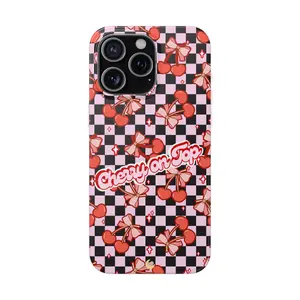 Checkered Cherry iPhone Case, Cherry Phone Case, Cute Phone Case, Retro Aesthetic, Trendy Accessories