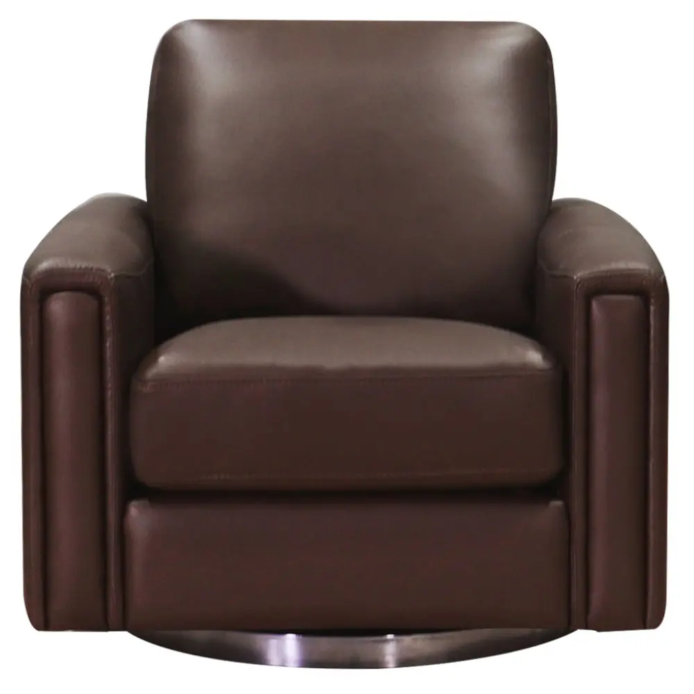 Hydeline Hayward Swivel Leather Chair in Chestnut Brown Color