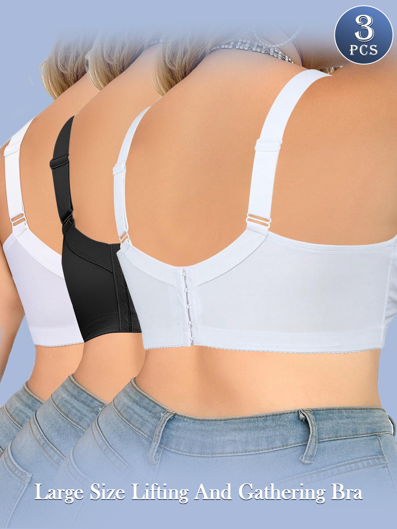 Ecomilky Women's Plus Size Bra 38D-48D Pack of 3 Wide Strap Non-Slip Comfortable  Skin-Friendly Soft for All Seasons  bra full coverage lift Elegant Push Up  removable unlined dd cups Sexy Lace Push-Up Seamless Plus Size Printed Bra tiktokshopblackfriday