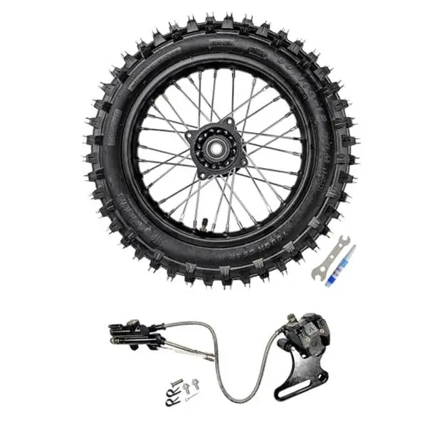 12" Rear Rim Wheel Disk Brake 80/100-12 Tire Tube 15mm Axle with Hydraulic Brake Caliper Assembly for Dirt Pit Bike Offroad Motorcycle CRF70 Apollo SSR Taotao Coolster 110cc 125cc XR CRF 50cc-125cc