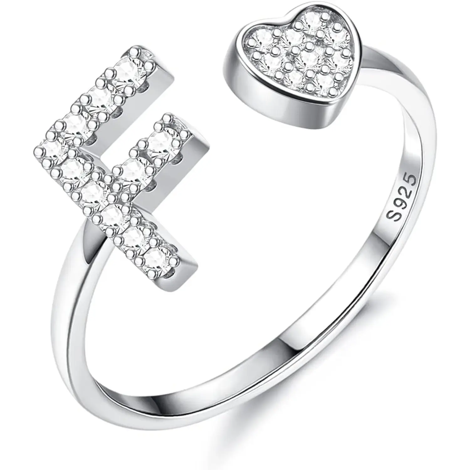 Fansilver Initial Ring for Women Teen s Adjustable Rings for Women Heart Ring Customized Rings with Names Letter Ring  Rings Alphabet Letter Ring Gift for Teen s
