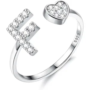 Fansilver Initial Ring for Women Teen s Adjustable Rings for Women Heart Ring Customized Rings with Names Letter Ring  Rings Alphabet Letter Ring Gift for Teen s