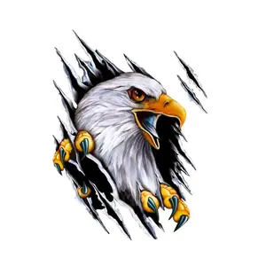 3D Eagle Tear Car Sticker - Realistic Ripped Effect Scratch Cover & Cool Personalized Decal Waterproof Sun-Resistant Long Lasting No Fading Easy Application Removal