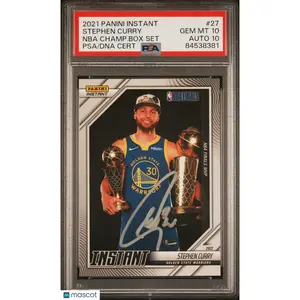 Stephen Curry 2021 Panini Instant NBA Champ Box #27 Signed Card PSA 10 Auto 10