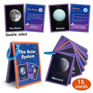 15-Piece Solar System Planet Learning Cards, Flashcards, Waterproof English Quiz Cards, Study Cards, Flash Cards For Studying, Interactive Cards, Educational Toys for Kids, Home and Game Room Decor