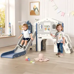 Toddler Slide Set, 9-in-1 Playset with Drawing Board & Lights,Educational Toys for Indoor Outdoor Play ,Perfect for Kids Ages 1-3,for Boys and Girls Birthday Gift Christmas Gift