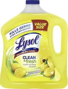 Lysol Multi-Surface Cleaner, Sanitizing and Disinfecting Pour, to Clean and Deodorize, Sparkling Lemon and Sunflower Essence, 90 Fl Oz
