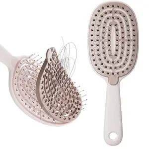 Tangle-Free Magic Brush! Self-Cleaning Detangling Hair Brush with Arced Rows for Smooth Glide & 360° Volume, Speeds Up Blow Drying for All Hair Types