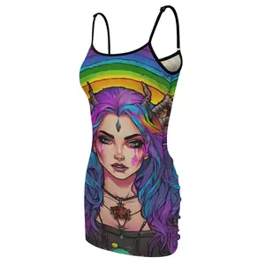 Women's Slim Sexy Package Hip Skirt Casual Dress - 90% Polyester 10% Spandex Soft Breathable Basic Body-Hugging Dress with Adjustable Spaghetti Straps for Summer Womenswear