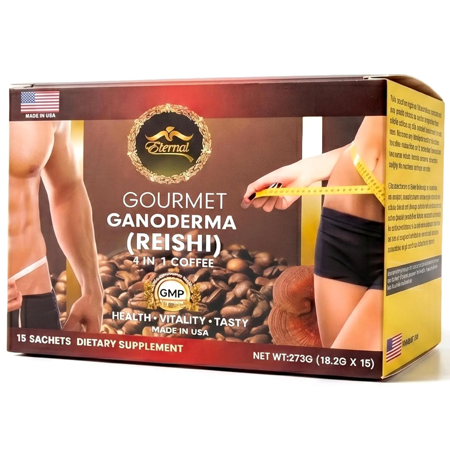 Eternal Spirit Beauty Asian Latte Coffee Ganoderma Instant Beverage Mix, 15 Travel-Friendly Sachets (0.64 oz) - Reishi Mushroom Infused, Creamy Light Roast