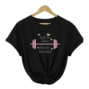 And She Lifted Heavily Ever After Funny Womens Gym Workout T-Shirt