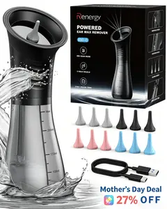 Renergy Electric Ear Wax Removal Kit with LED Display, Powered Ear Wax Remover, Dual Clean & Waste Tank, Water Ear Cleaner & Ear Cleaning Kit, Ear Irrigation Flushing System, 3 Modes, 12 Nozzles, IP67