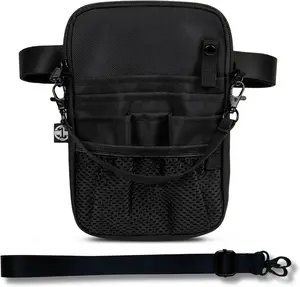 First Lifesaver 4-In-1 Nurse Fanny Pack with Medical Gear Pockets, Tape Holder, and Utility Storage for Stethoscopes, Bandage Scissors, and Emergency Supplies, Student and Nurse Use (Black)