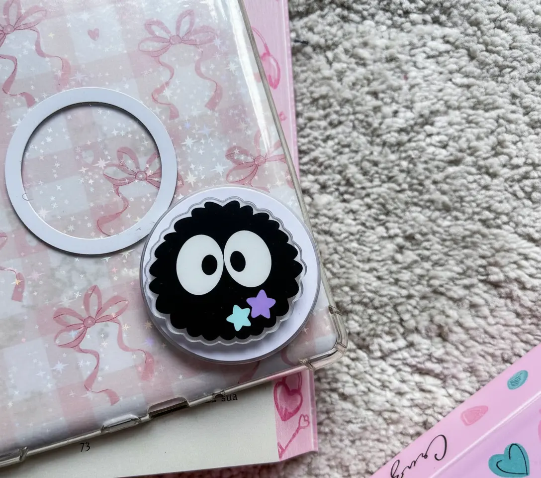 Cute Soot Sprite Phone Grip - Magnetic Pop Socket & Kickstand - Anime Inspired Gift
