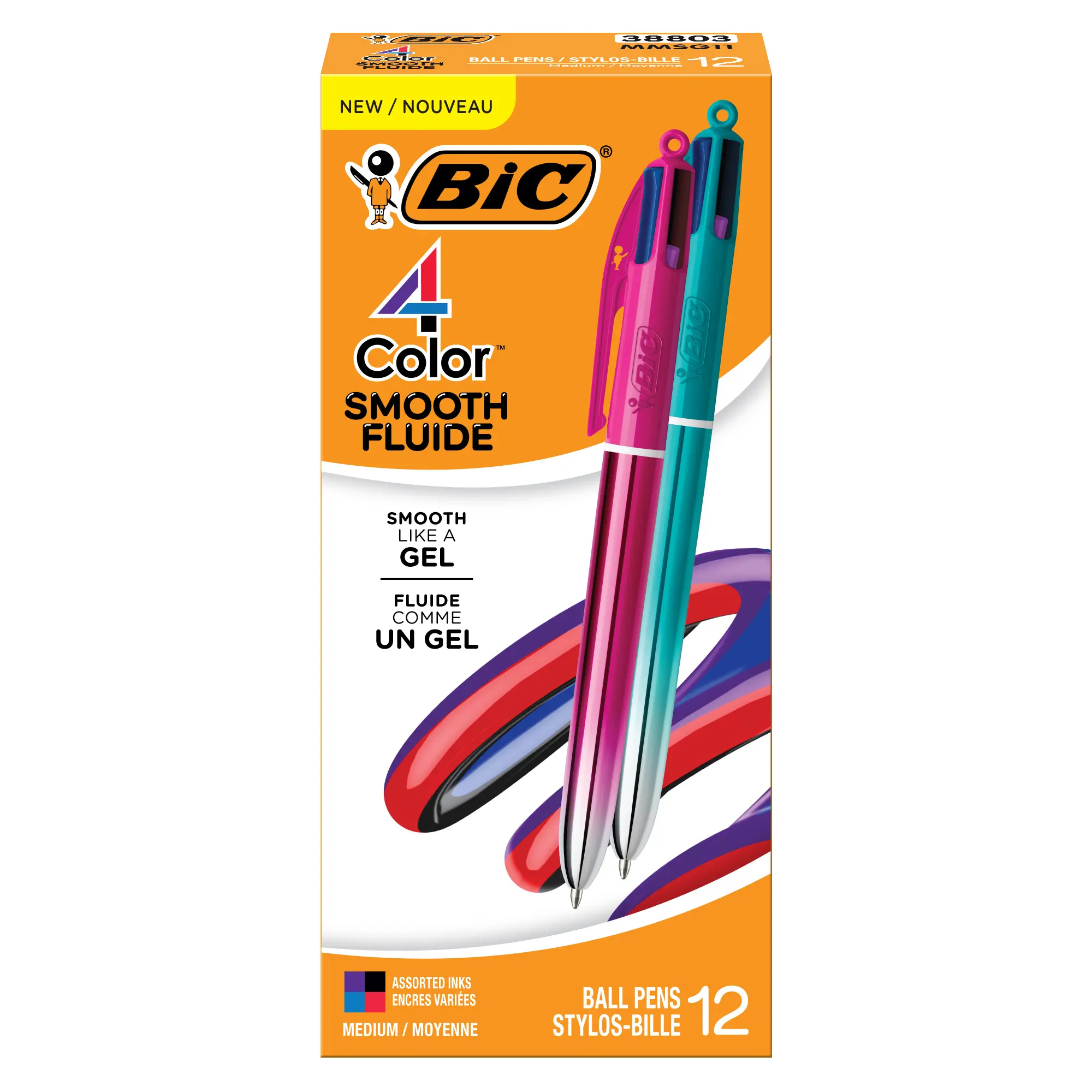 BIC 4 Color Smooth Gradient Retractable Ballpoint Pen with 1.0 mm Point, 12-Count in Assorted Ink Colors BIC 4 Color Smooth Gradient Retractable Ballpoint Pen with 1.0 mm Point, 12-Count in Assorted Ink Colors