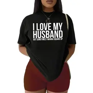 Plus Size Slogan Print Round Neck Tee Women's Loose-Fitting Cotton Top for Summer Casual Wear Machine Washable Short Sleeve Crew Neck T-Shirt