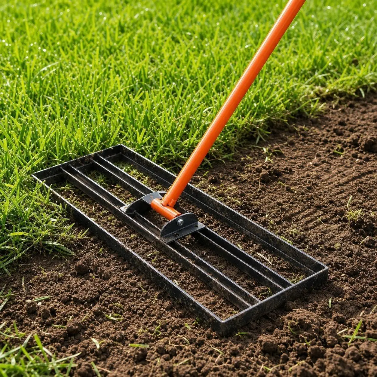 Lawn Leveling Rake, 30" x 10" Level Lawn Tool, Heavy Duty Lawn Leveler Tool with 6 FT Extended Handle, Yard Leveling Rake Suit for Garden, Golf Lawn, Farm