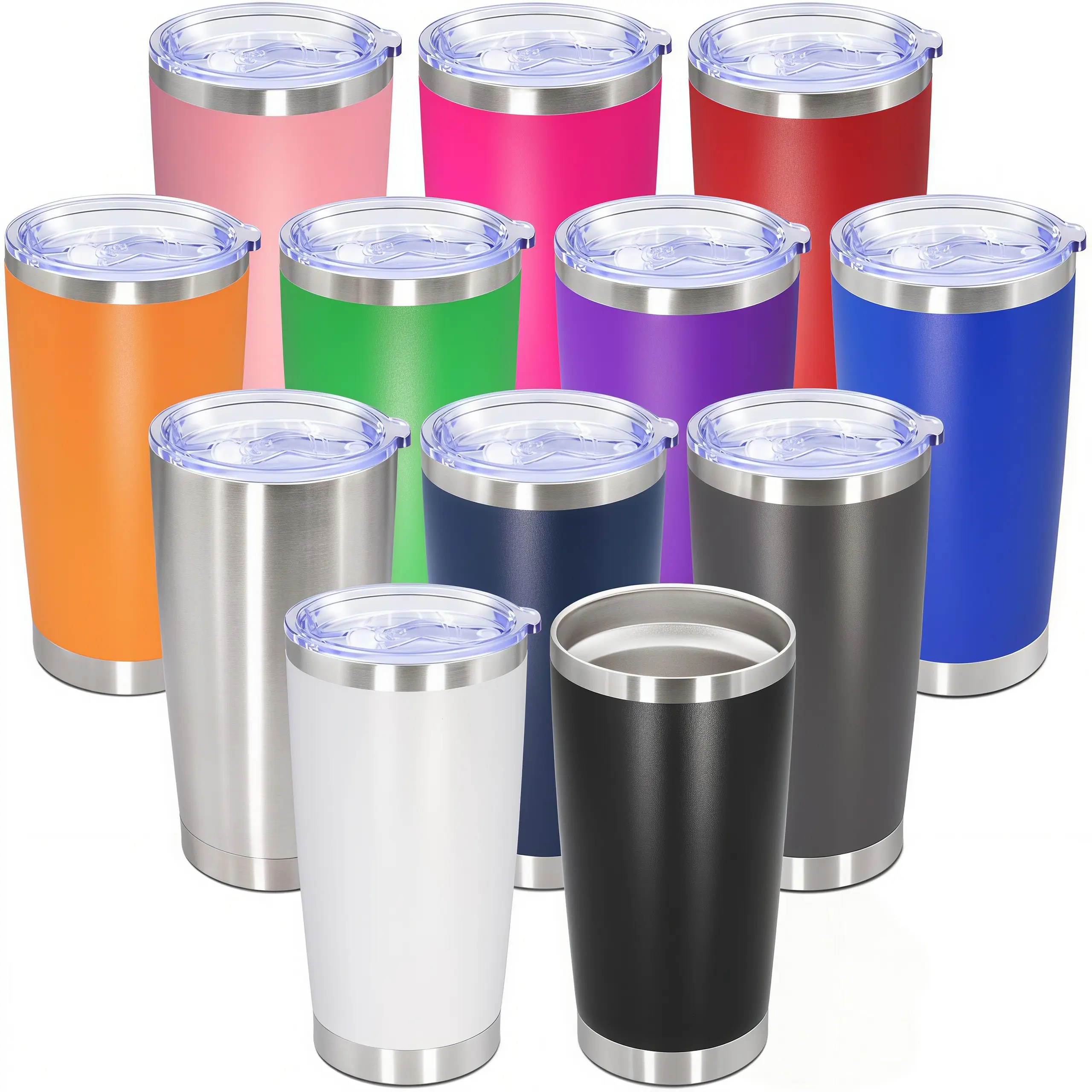 LMMAKE 2PCS 20oz Double-Wall Vacuum Insulated Stainless Steel Tumblers, Powder-Coated Travel Mugs with Lids for Hot & Cold Drinks