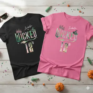 Personalized Wicked Birthday T-Shirt, Changed for Good, Witch Pink and Green Girl Birthday Shirt, Custom Birthday Gift For Son Daughter