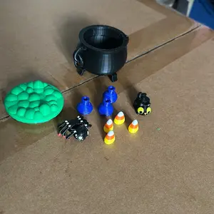 3-D Printed Halloween Cauldron with Top, Fidgets, Potion Bottles, and Candy Corn Set
